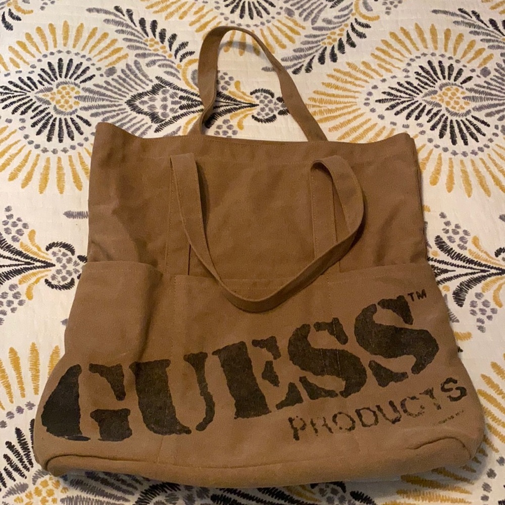 GUESS canvas carryall tote